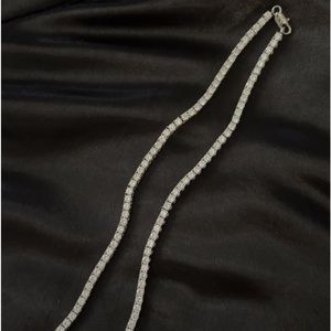 14k gold plated 3mm stimulated diamond tennis necklace